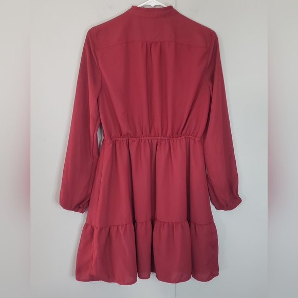 J. Crew Mercantile Long Sleeve High Neck Burgundy Dress - Picture 7 of 12